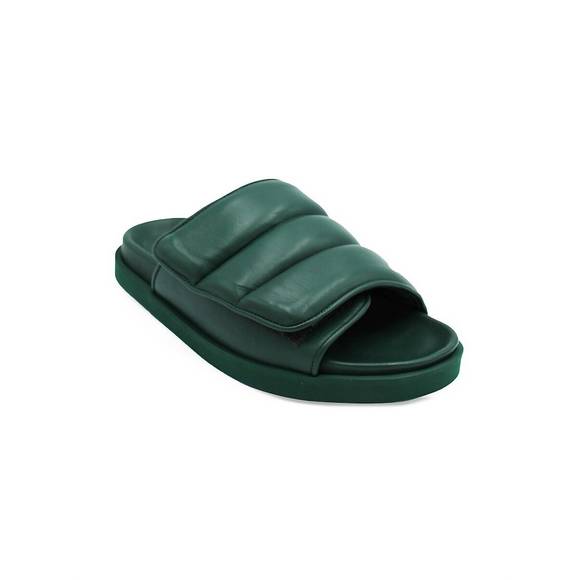 NEW GIA BORGHINI women's gia 3 padded leather slides in cliff green - Picture 2 of 5